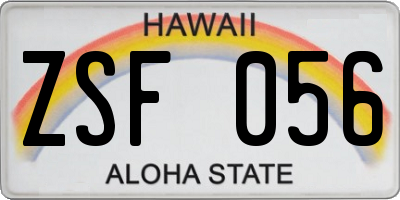 HI license plate ZSF056