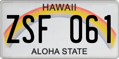 HI license plate ZSF061