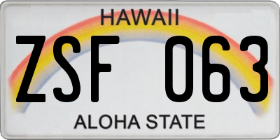 HI license plate ZSF063
