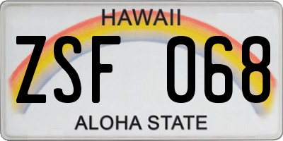 HI license plate ZSF068