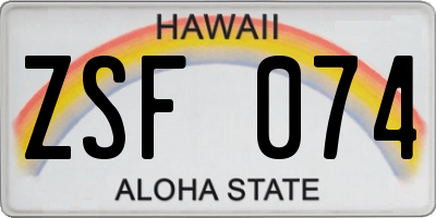 HI license plate ZSF074