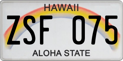 HI license plate ZSF075