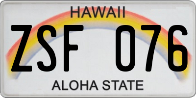 HI license plate ZSF076