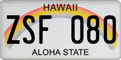 HI license plate ZSF080