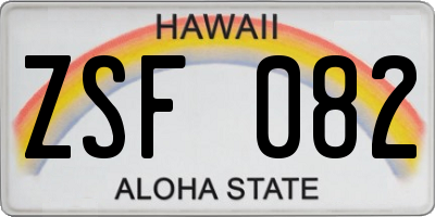 HI license plate ZSF082