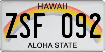 HI license plate ZSF092