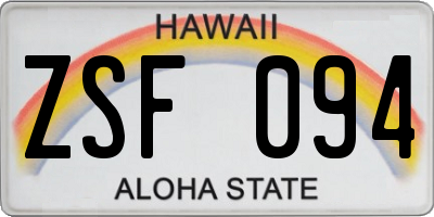 HI license plate ZSF094