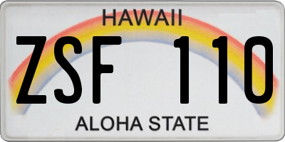 HI license plate ZSF110