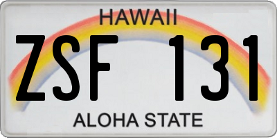 HI license plate ZSF131