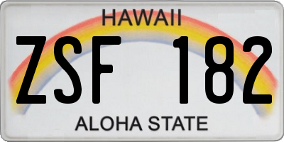 HI license plate ZSF182