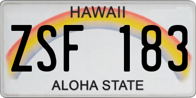 HI license plate ZSF183
