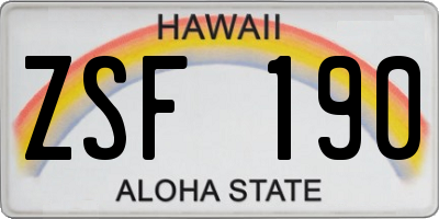 HI license plate ZSF190