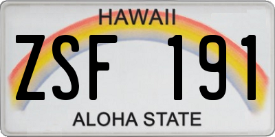 HI license plate ZSF191