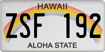 HI license plate ZSF192