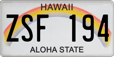 HI license plate ZSF194
