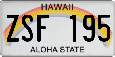 HI license plate ZSF195