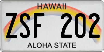 HI license plate ZSF202
