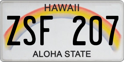HI license plate ZSF207