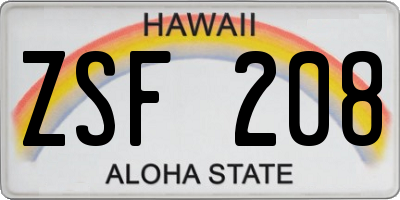HI license plate ZSF208