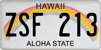 HI license plate ZSF213