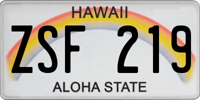 HI license plate ZSF219