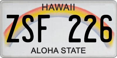 HI license plate ZSF226
