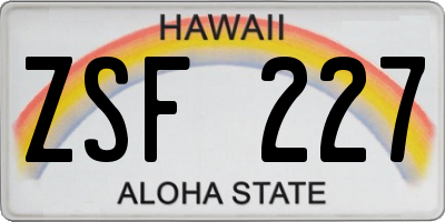 HI license plate ZSF227