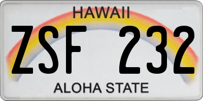 HI license plate ZSF232