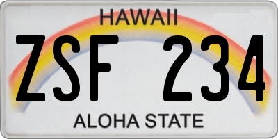 HI license plate ZSF234