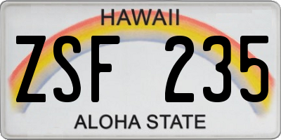 HI license plate ZSF235