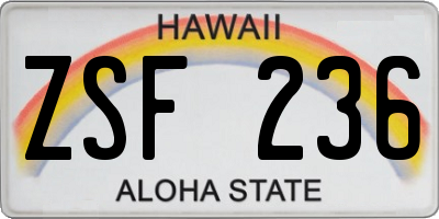 HI license plate ZSF236