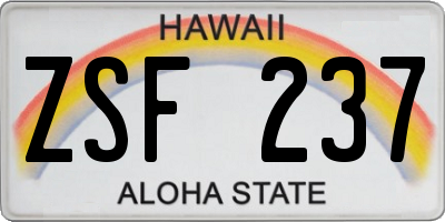 HI license plate ZSF237