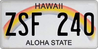 HI license plate ZSF240