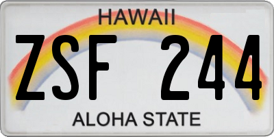 HI license plate ZSF244