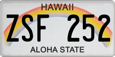 HI license plate ZSF252