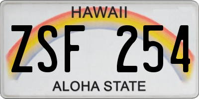 HI license plate ZSF254