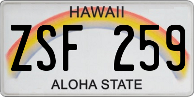 HI license plate ZSF259