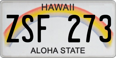 HI license plate ZSF273