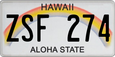 HI license plate ZSF274