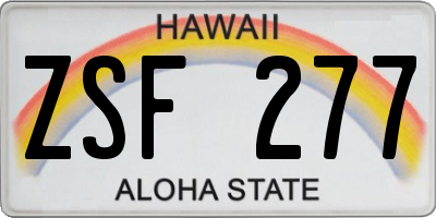 HI license plate ZSF277