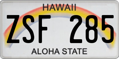 HI license plate ZSF285