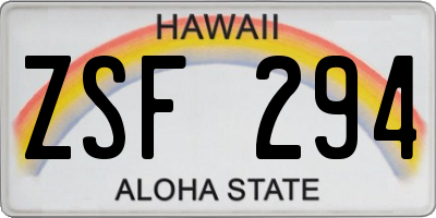 HI license plate ZSF294