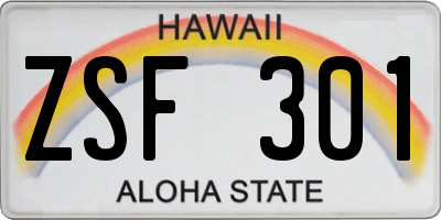 HI license plate ZSF301