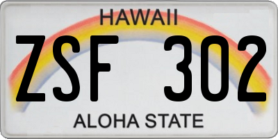 HI license plate ZSF302