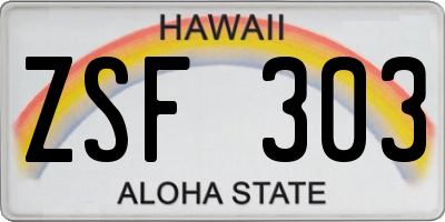 HI license plate ZSF303
