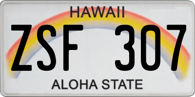 HI license plate ZSF307