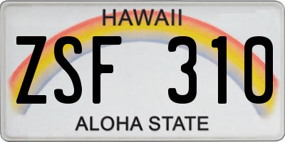 HI license plate ZSF310