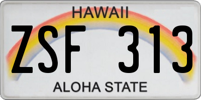 HI license plate ZSF313