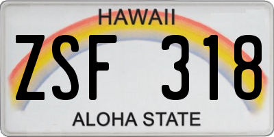 HI license plate ZSF318