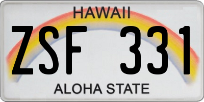 HI license plate ZSF331